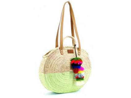 BOLSO OVALADO MEDIANO PINTADO POMPON MULTICOLOR